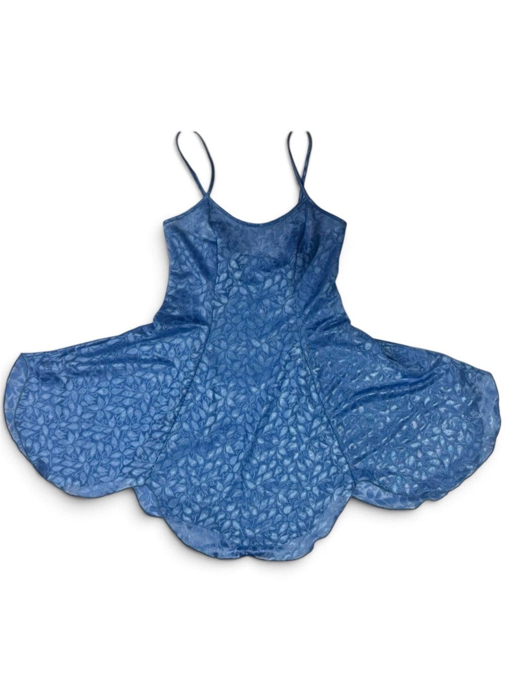 Vintage Y2K Blue Floral Burnout Mini Dress Sheer Fairy Grunge S